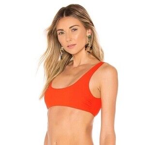 Tori Praver Swimwear Ellie Bralette Bikini Top in Hot Orange S NWOT